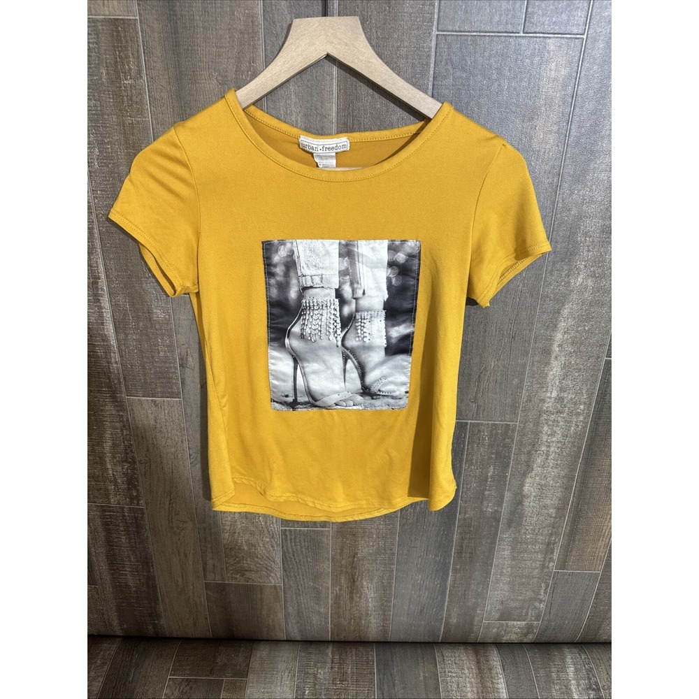 Urban Freedom‎ Yellow High Heels T Shirt Size 14/16